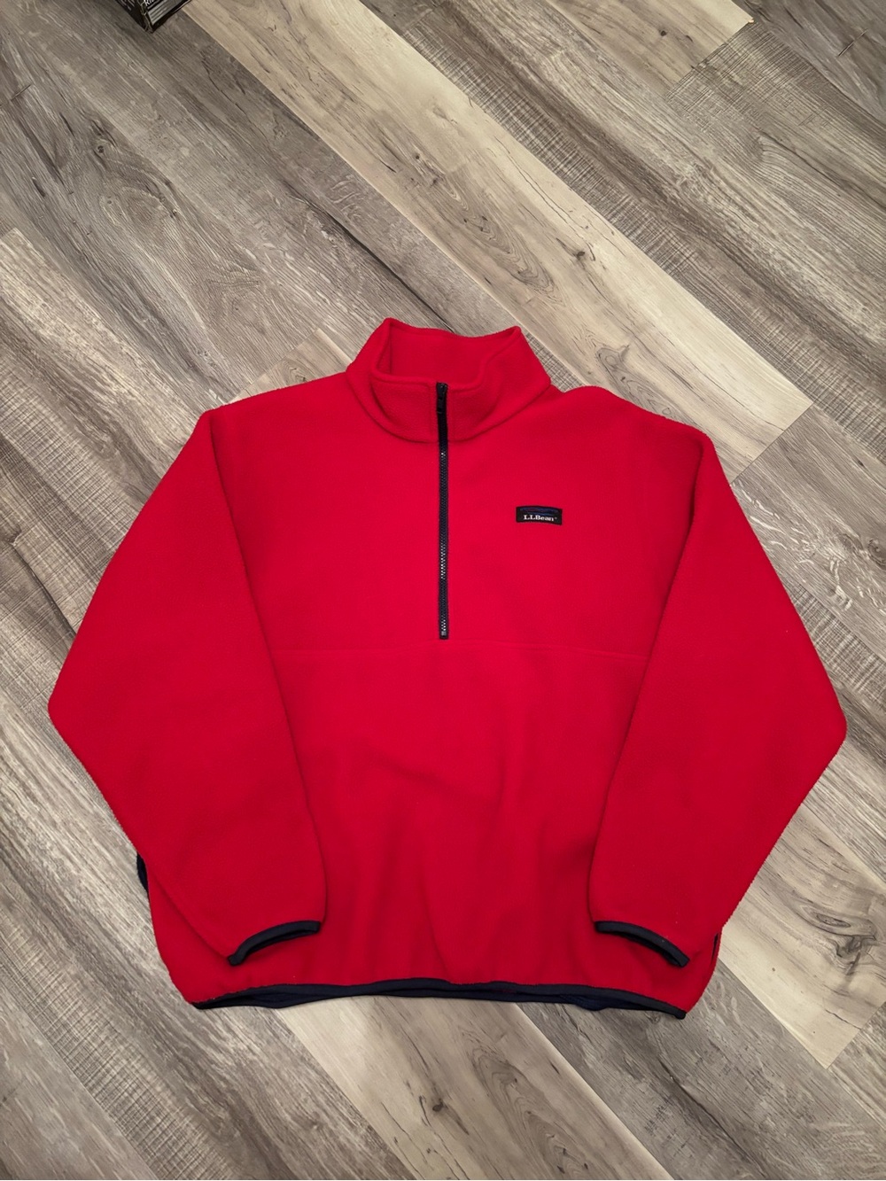 L.L. Bean Bright Red Half-Zip Fleece Pullover